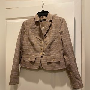 CITY BLAZER PREOWNED Size-4 tan glen plaid